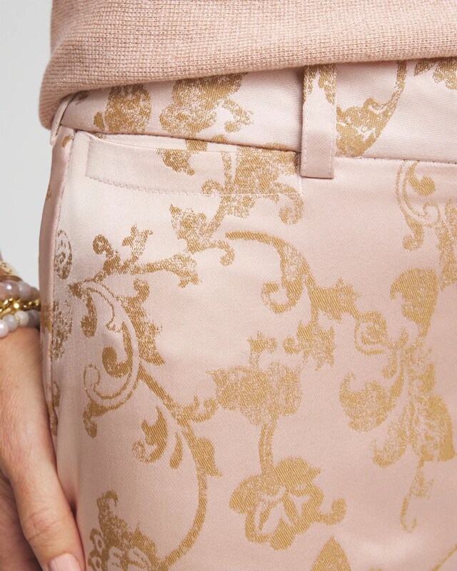 Satin Jacquard Straight Ankle Pants - image 4